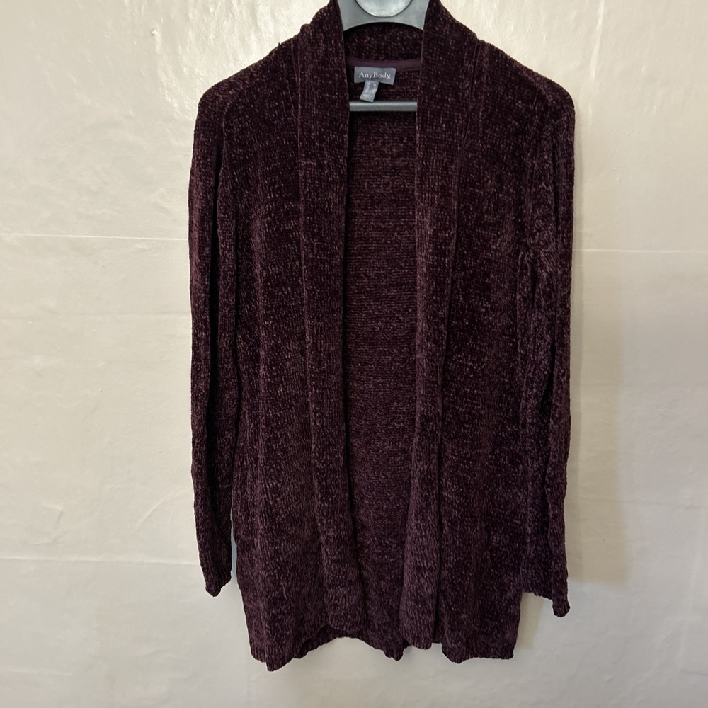 Anybody XS Purple Chenille Open Front Cardigan Sweater